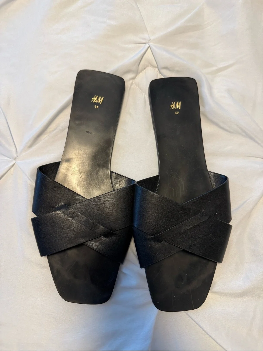 H&M Black Crisscross Slide Mules